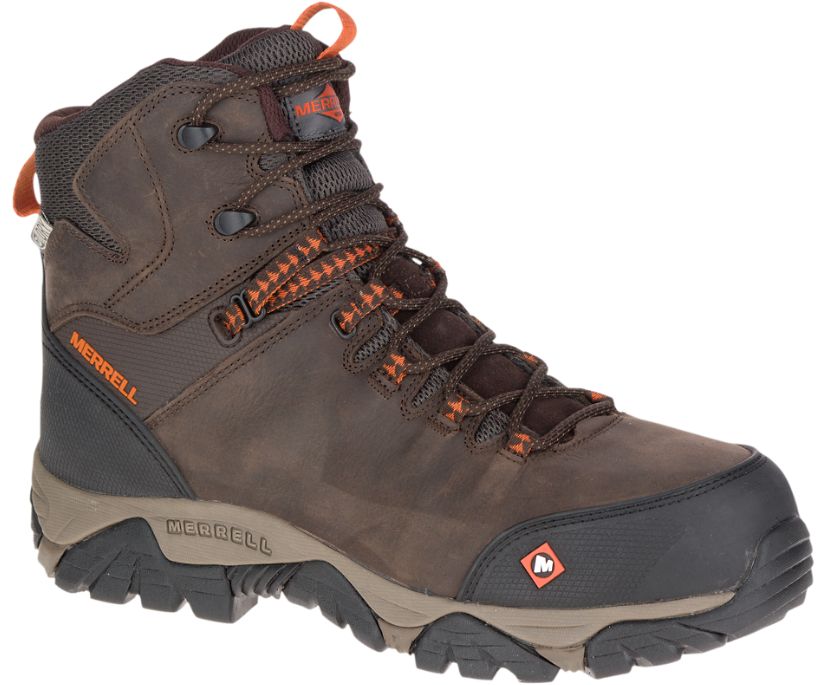 Buty Merrell Phaserbound Mid Wasserdicht Comp Toe Wide Width - Buty Robocze Męskie Merrell - Kawa [O